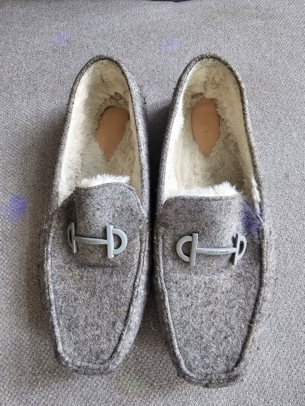Cole Haan Gray Wool Shearling Lined Loafers